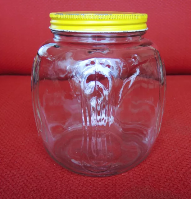 Vintage Glass Storage Canister Jar With Yellow Lid