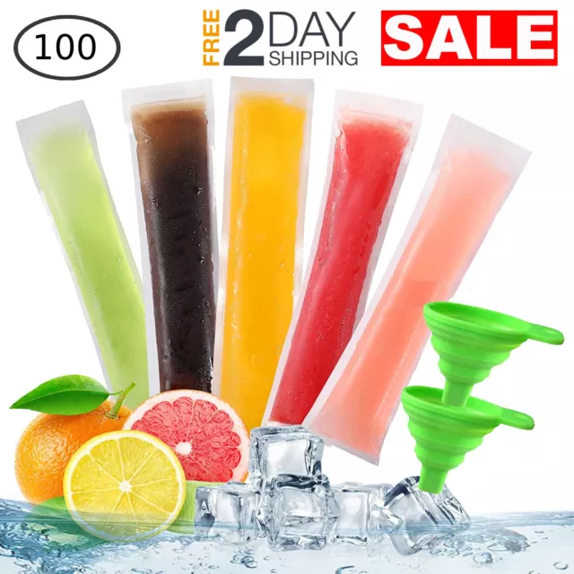 Bolsas Para Bolis De Hielo Paletas Helados 100 Piezas Set Con Embudo De Silicona