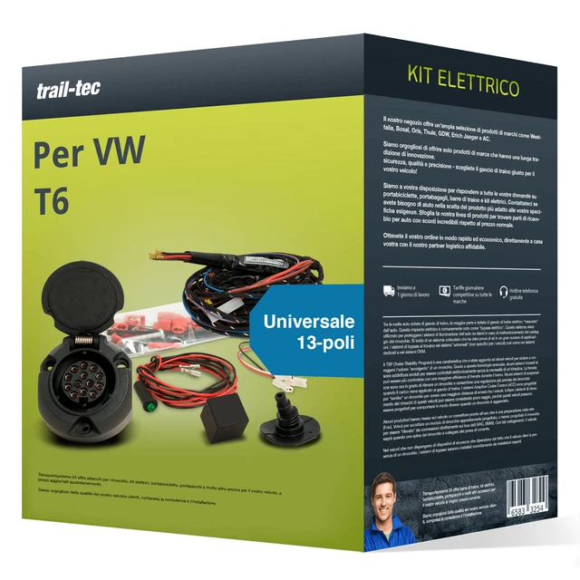 Kit elettrico universale 13 poli adatto per VW T6 2015-2019 trail-tec Nuovo