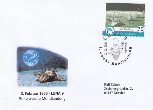 Beleg 60. Jahrestag der ersten weichen Mondlandung - Luna 9