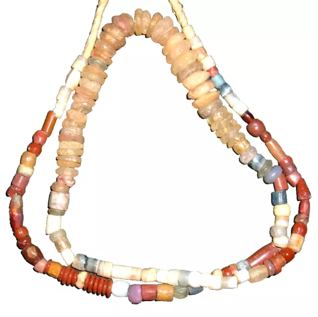 Strand (25") Of Assorted Sahara Neolithic Stone Beads, Ancient African Artifacts