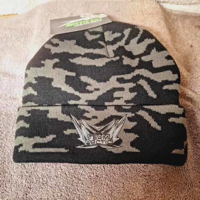 Arctic Cat Snowmobile Beanie Watchman Cap Gray Camo Tactical Winter Hat NWT