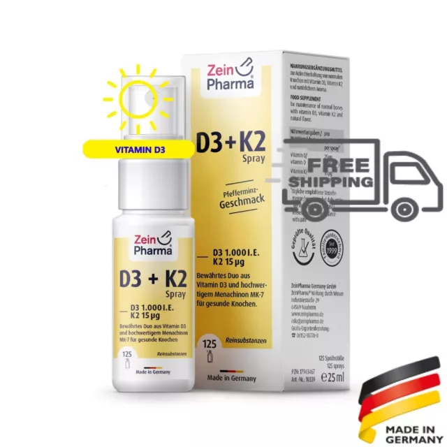 ZEINPHARMA Vitamine D3 1000 UI+ K2 15µg 25ml (Spray 125 spr )