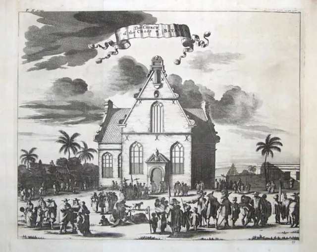 JAKARTA, CHURCH OF THE CROSS, JAVA, INDONESIA, CHURCHILL antique print 1744.