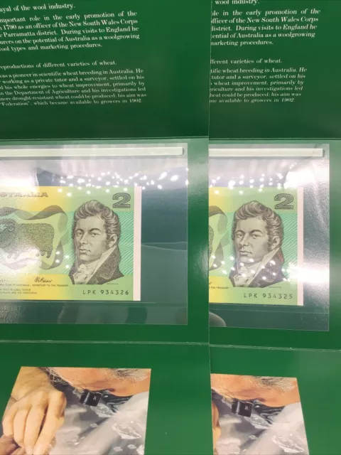 1988 $2 Johnston/Fraser ''last of the 2 dollar paper notes'' NPA Folder UNC PAIR