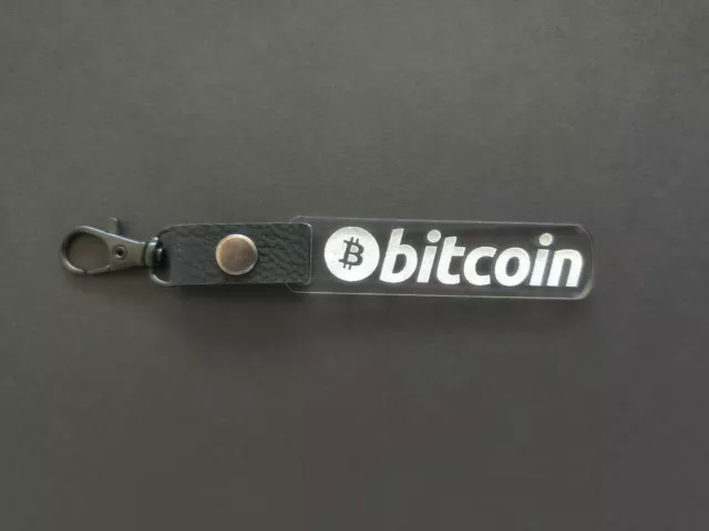 Bitcoin Laser Engraved Acrylic and Vegan Leather Keychain