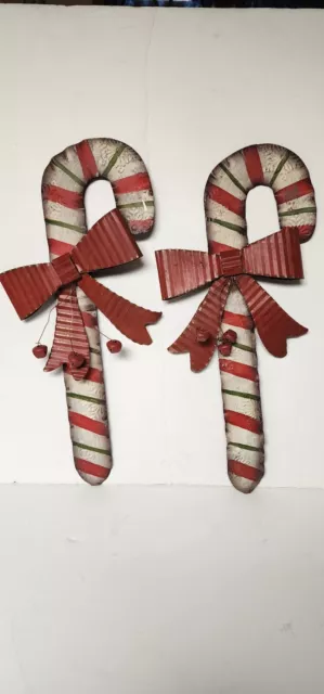 Candy Canes (2)  Made Out Of Old Tin Metal Ceiling Tiles Christmas Decorations