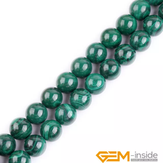 Natural Malachite Gemstone Round Loose Spacer Beads For Jewelry Making 15" YB