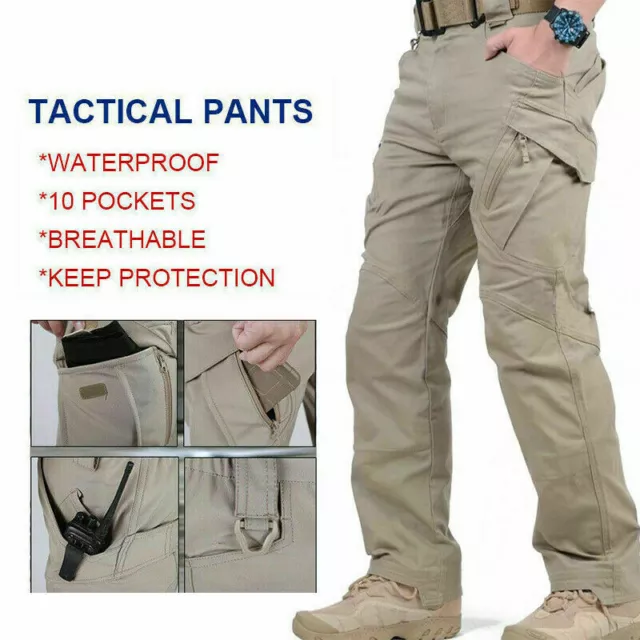 Mens Cargo Combat Work Tactical Trousers Work Casual Wear Pants Waist 32-46 UK