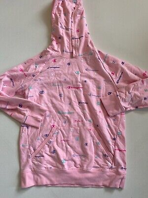 Champion Sweatshirt Youth Girl's Extra Large Pullover Terry Logo Pattern Pink