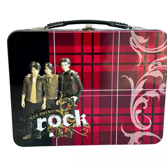 Jonas Bros Metal Lunchbox Plaid Red Black Let There Be Rock 2000s Read Desc