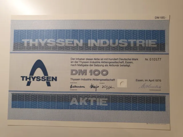 Thyssen Industrie Aktiengesellschaft 1976 100 DM