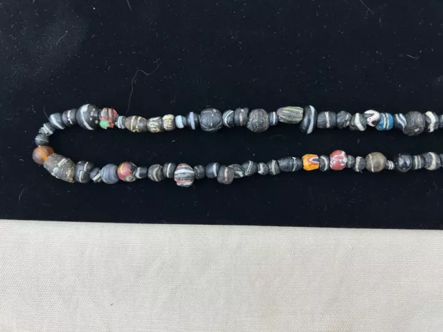 Ancient Greco Bactrian Rare Black Banded Agate Beads