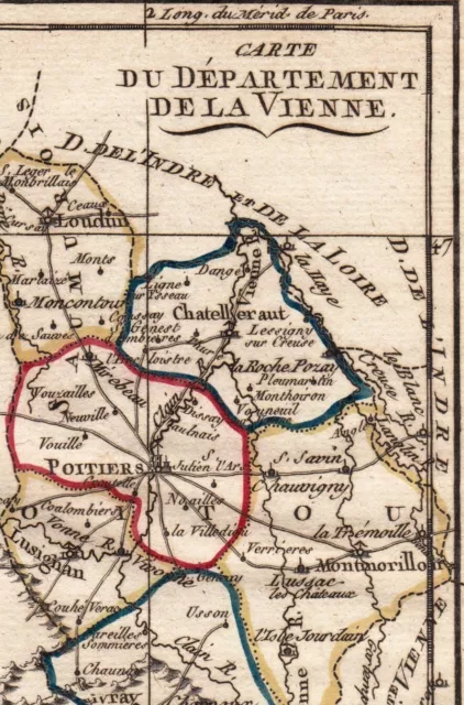 Carte Géographique XVIIIe Département De la Vienne 1793 Révolution Française