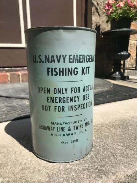 WW2 US NAVY Survival Emergency Life Raft and Life Boat Fishing Kit Sealed  in Can $325.00 - PicClick