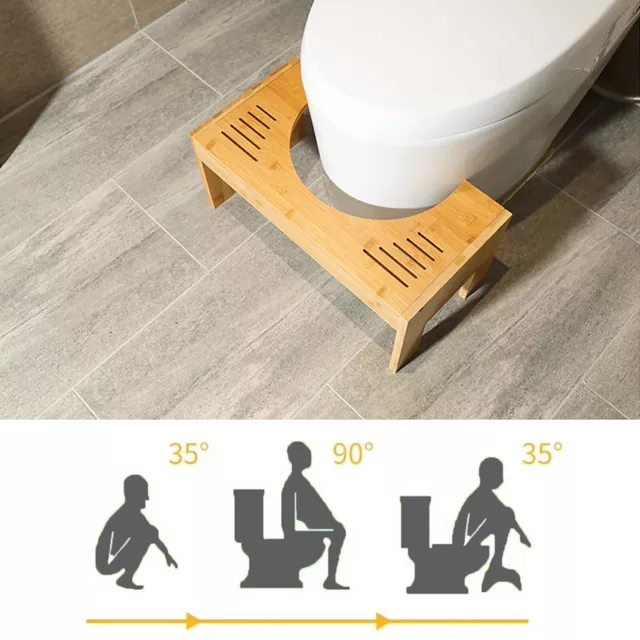 Toilettenhocker Toilettenhilfe Rutschfest WC Schemel Toilettenstuhl Bambus Neu! 3