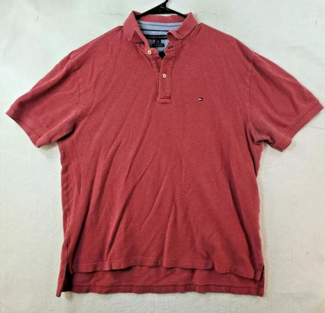 TOMMY HILFIGER MENS XL Red Classic Fit Short Sleeve Polo Shirt $11.43 ...