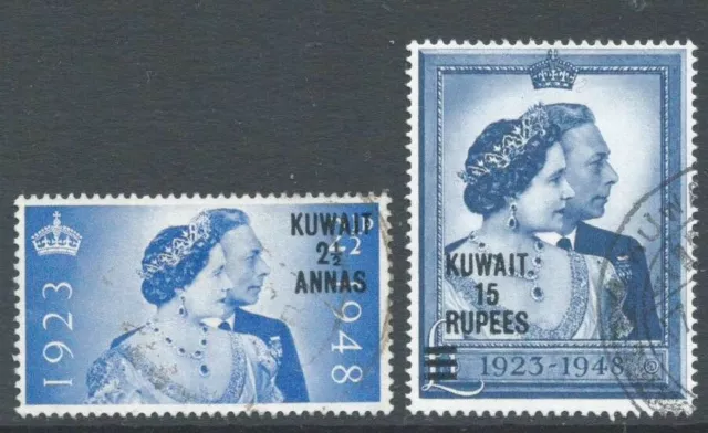 KUWAIT 1948 GVI SG74/5 Silver Wedding pair of GB opt - fine used. Cat £52.50