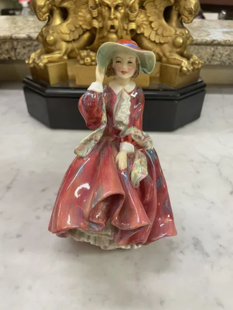 Vintage Royal Doulton Top Of The Hill Model Of Woman In Red Dress Figurine
