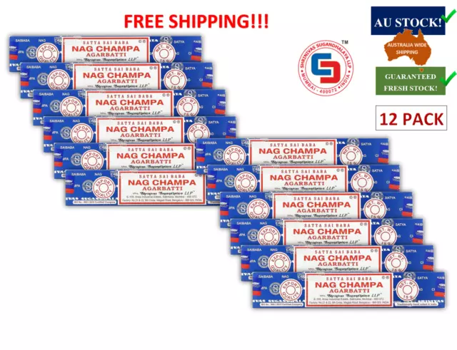 Nag Champa Incense Sticks by Satya Sai Baba 15g [12 pack], bulk save