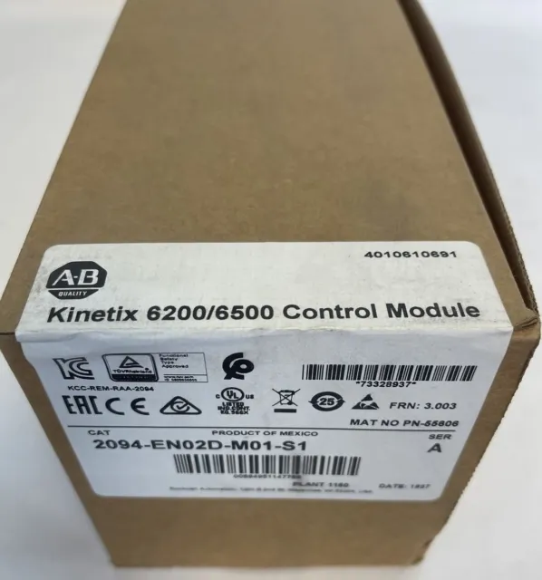 Allen Bradley 2094-En02D-M01-S1 Kinetix 6200/6500 Control Module Ser A Frn 3.003