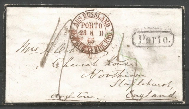 Russia, 1865, mourning Stampless cover to England