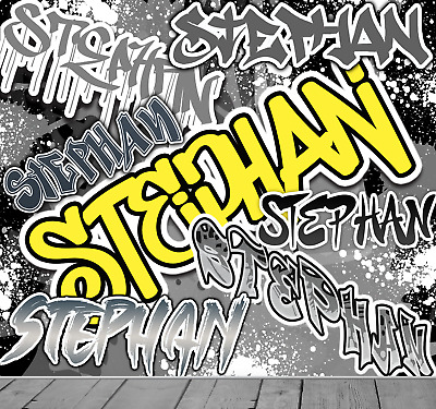 Fondo de pantalla amarillo personalizado nombre graffiti característica estampado mural de pared