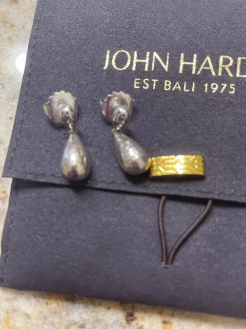 John Hardy Drop Dangle Hammered Sterling Silver 925 Earrings