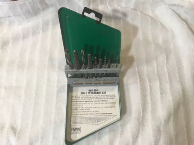 Vintage IRWIN Hanson 11119 Spiral Extractor and Drill Bit Set, 10 Piece