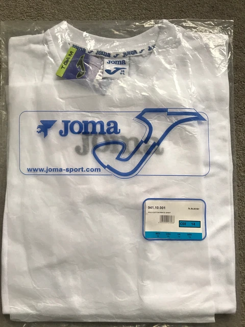 T-shirt sportiva bambini bianca Joma maniche corte policotone - età 14 anni nuova con etichette