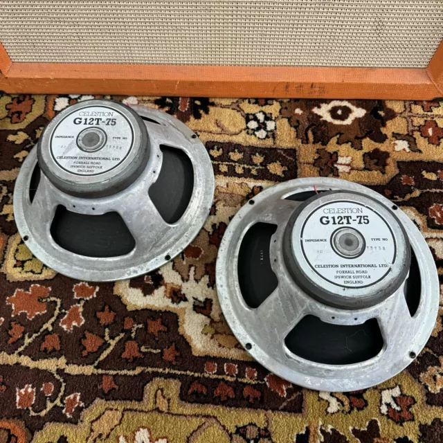 Paar 2x Vintage 1985 Celestion Marshall G12T-75 75w 15ohm T3760 12" Lautsprecher