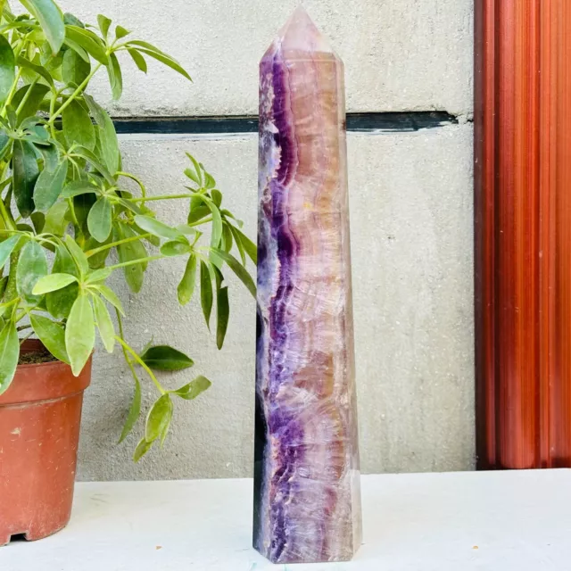 2432g Natural Beautiful Rainbow Fluorite Crystal Hexagon Tower Quartz Healing