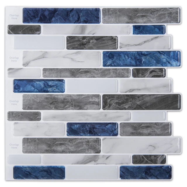 Art3d 10-Sheet Peel and Stick Backsplash for Kitchen, 12 x 12in. Marble Design