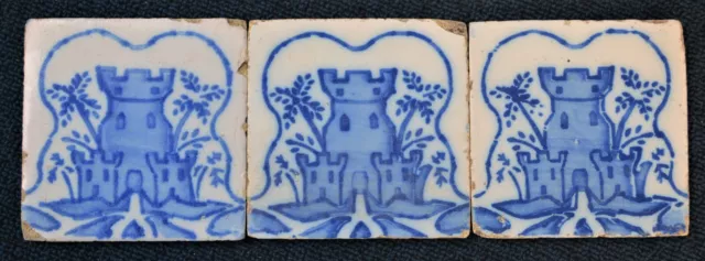 FRANCIA AZULEJO ANTIGUO - PAS DE CALAIS - DESVRES - 3 -TILE SET c1870