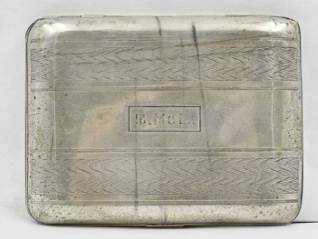Antique 1940's Sterling Silver spring loaded Elgin American Cigarette Case 126gr