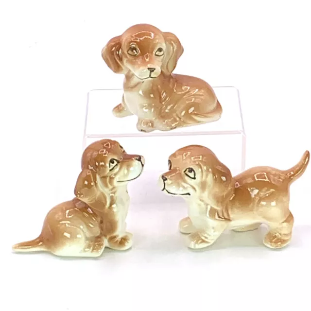 Vintage Set 3 Dog Puppy Hound Ceramic Figurines