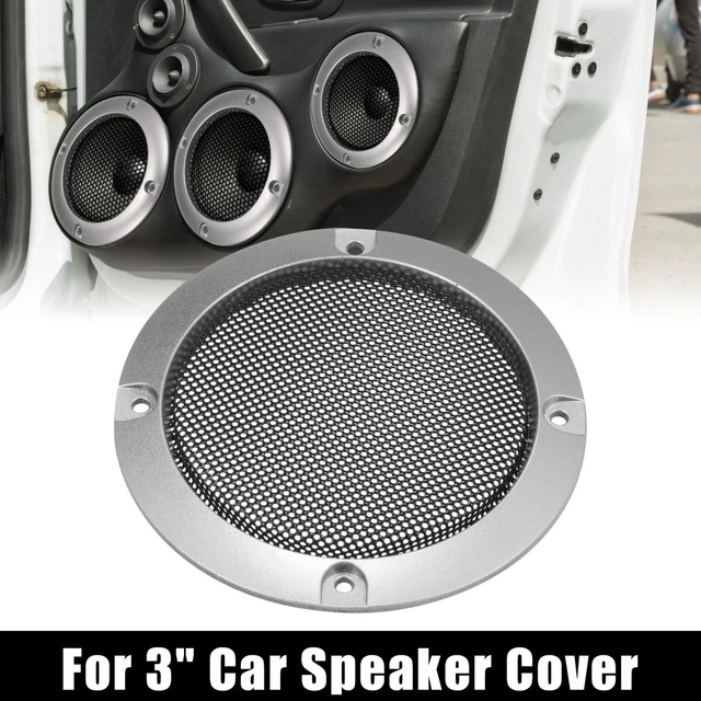3.5" Car Speaker Grille Cover Mesh Trim Round Subwoofer Grille Silver Tone