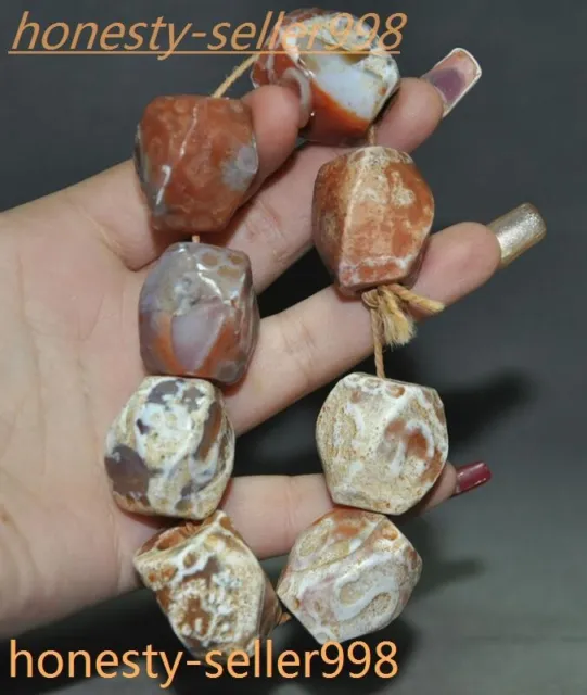 5" Ancient Chinese Natural Agate Onyx carved Exorcism amulet Bracelet hand chain