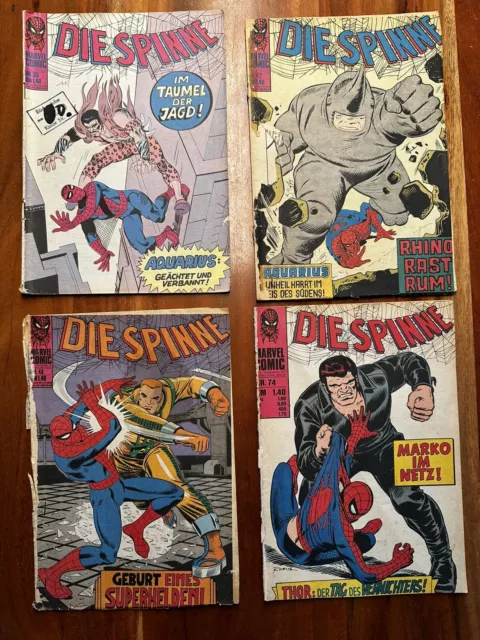 4 alte MARVEL Comics Williams Die SPINNE #35 #42 #43 #74 Sammlung Konvolut