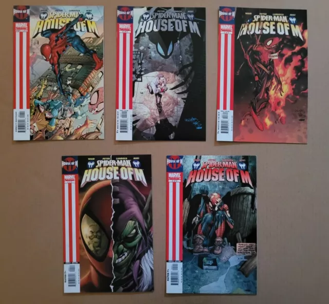 Spider-Man House of M 1 2 3 4 5 Complete 2005 Set Hi-Grade Marvel Lot of 5