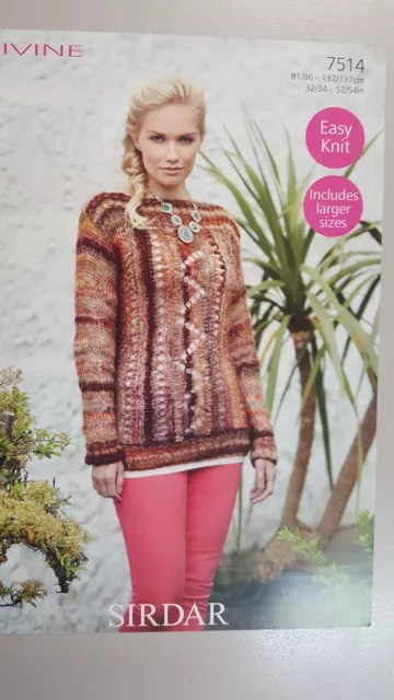 Sirdar Knitting Pattern #7514 Ladies Jumper to Knit in Sirdar Divine Yarn