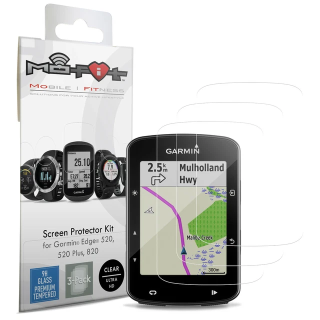 Screen Protector Kit for Garmin Edge 520, 520 Plus, 820 (Tempered Glass) 3-Pack