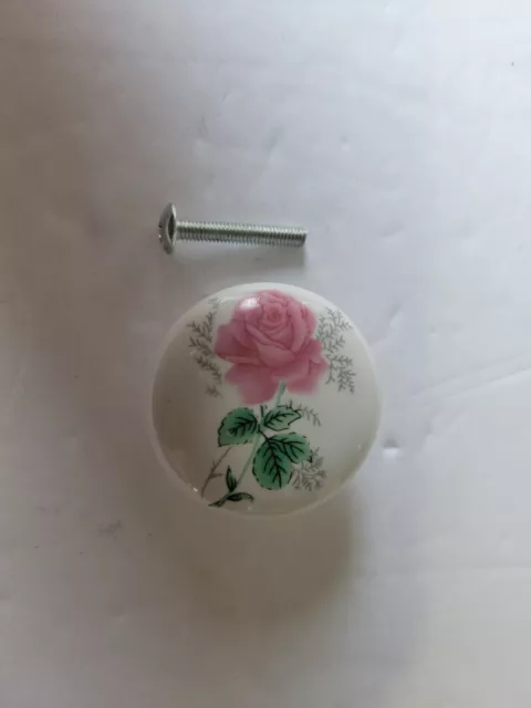 NOS -  Prosource 5183314 Porcelain/Ceramic Rose Design Drawer Door Pull Knobs