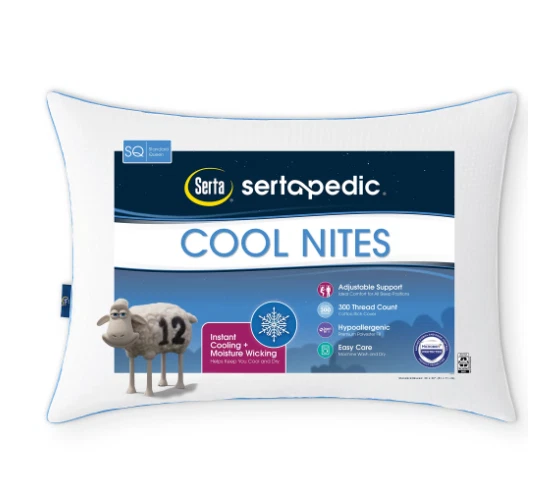 Sertapedic Cool Nites Bed Pillow, Standard/Queen