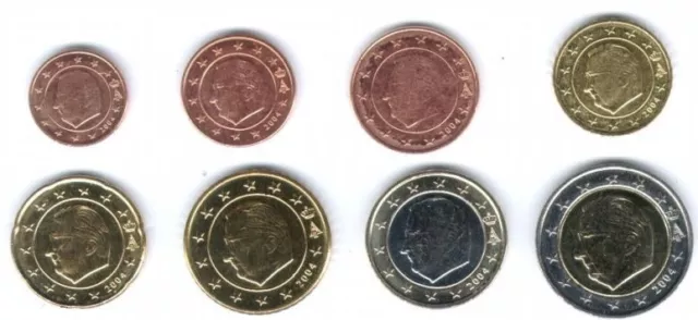 Belgium mixed set of 8 euro coins 1 2 5 10 20 50 cent 1 2 euro 1999 - 2023 UNC