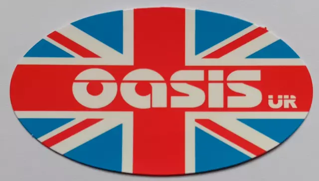 OASIS Band Name On Union Jack Colour Small Sticker 7.5cm x 4.2cm