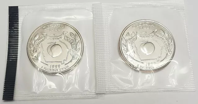 1999 P & D Georgia Quarter Set (2 Coins)  *MINT CELLO*  **FREE SHIPPING**