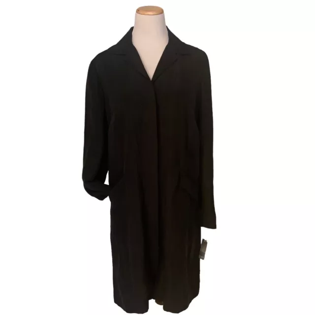 City DKNY Womens Silk & Linen Long Dress Coat Size Large Dead-Stock