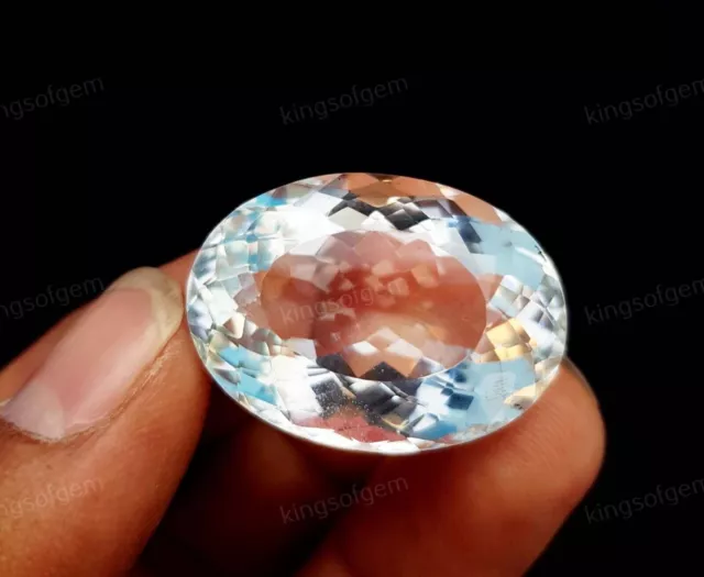 60 Ct Cristal De Roche Naturelle Quartz Ovale Facettes Pierres Précieuses...