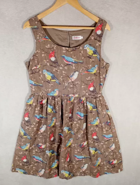 Cath Kidston Dress Ladies Pinafore English Birds 100% Cotton Size 12 Lined Cute!